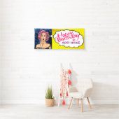 Retro Pop Art  Lady Birthday Banner (Insitu)
