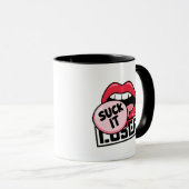 Retro Pop Art Lips met Sassy "Suck It Loser" Mok (Voorkant rechts)