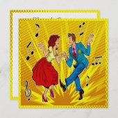 Retro Pop Art Paar Jitterbugging Uitnodiging (Voorkant / Achterkant)
