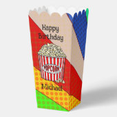 Retro Pop Art Popcorn Gepersonaliseerde Verjaardag Bedankdoosjes (Voorkant)
