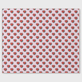 Retro Pop Art Rood Blauw Beige Hearts Pattern Cadeaupapier (Vlak)