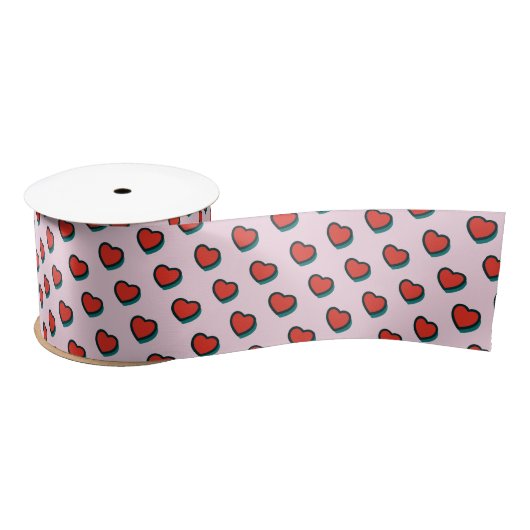 Retro Pop Art Rood Blauw Beige Hearts Pattern Lint (Spoel)