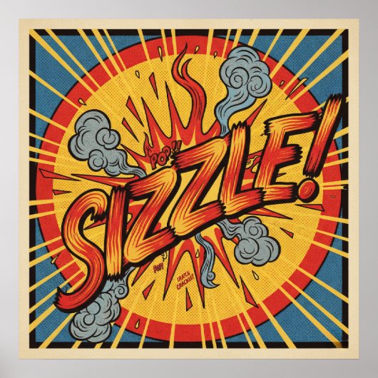 Retro Pop Art "Sizzle!" Poster (Voorkant)