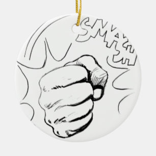 Retro Pop Art Smash Schets Keramisch Ornament