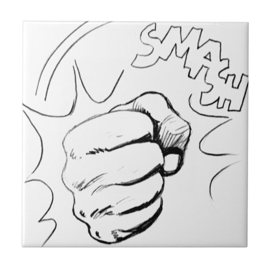 Retro Pop Art Smash Schets Tegeltje (Voorkant)