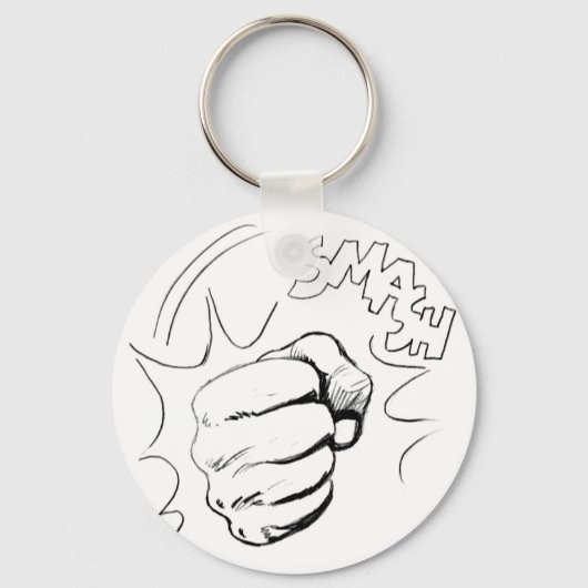 Retro Pop Art Smash Sketch Sleutelhanger (Voorkant)