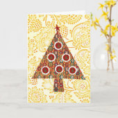 Retro Pop Art Style Kerstmis-feestkaart Kaart (Gele Bloem)