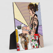 Retro Pop Art Tattoo Lady Baking in Kitchen Fotoplaat (Zijkant)