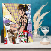 Retro Pop Art Tattoo Lady Baking in Kitchen Fotoplaat (Zijkant)