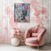 Retro Pop Art Tiger en vlinders Collage Poster