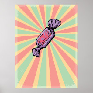 Retro Pop Art Verpakte Snoepjes Poster