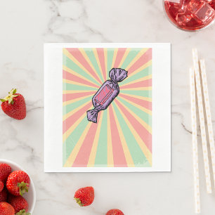 Retro Pop Art Verpakte Snoepjes Servet