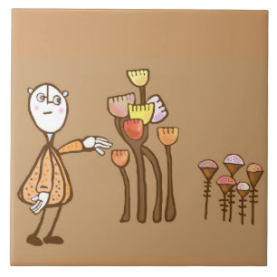 Retro pop art Verzamelen bloemen Tegeltje