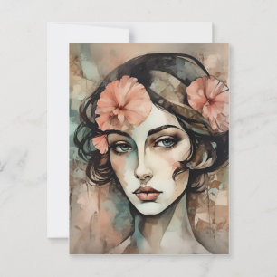 Retro Pop Art Vrouw Illustratie Briefkaart