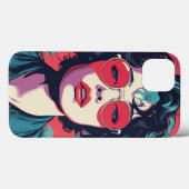 Retro Pop Art Vrouw met Rode Zonnebril iPhone Cas Case-Mate iPhone Case (Achterkant (horizontaal))