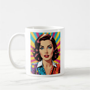 Retro Pop Art Woman Stripstijl Grafisch T-shirt Koffiemok