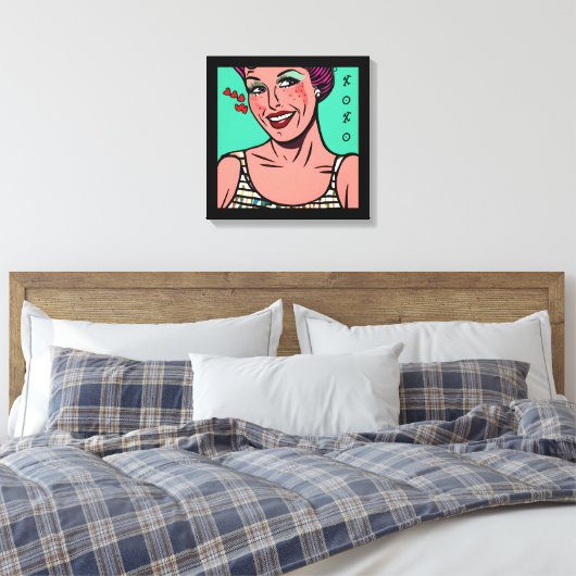 Retro Pop Art XOXO Canvas Afdruk (Insitu (Slaapkamer))