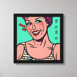 Retro Pop Art XOXO Canvas Afdruk