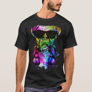 Retro Pop Boxer Hondenportret met Hoofdtelefoon T-shirt