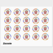 Retro Pop Buttered Popcorn Birthday Ronde Sticker (Vel)