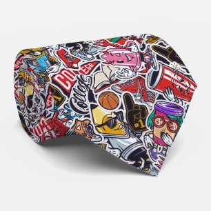 Retro Pop College Cravate d'impression