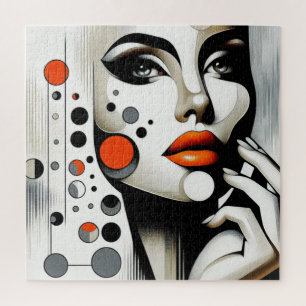 Retro Pop Diva: geometrische elegantie Abstracte k Legpuzzel