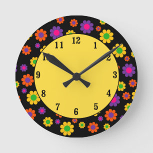 Retro Pop Flower Power Ronde Klok