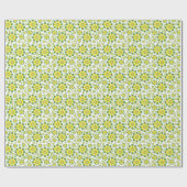 Retro Pop Flowers in geel en groen Cadeaupapier (Vlak)