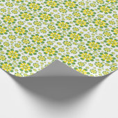 Retro Pop Flowers in geel en groen Cadeaupapier (Hoek)