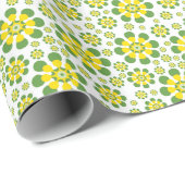 Retro Pop Flowers in geel en groen Cadeaupapier (Rol Hoek)