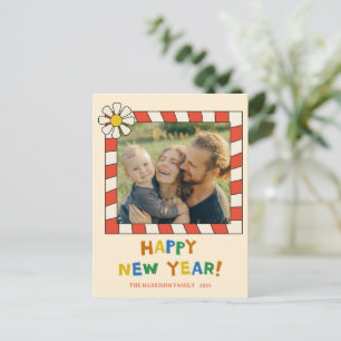 Retro Pop Frame Nieuwjaarsfoto  Briefkaart
