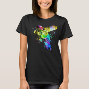 Retro Pop Hummingbird Gamer Hoofdtelefoon Vogel Wa T-shirt