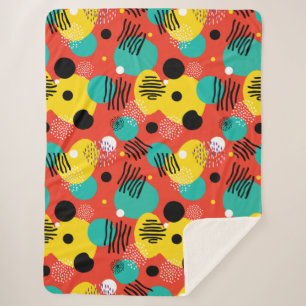Retro Pop Kleurrijke Abstracte Kunst Sherpa Deken
