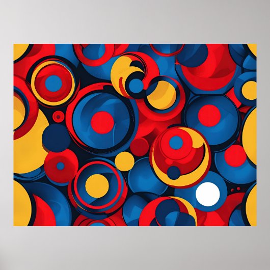 Retro Pop kunst geometrische cirkels Poster (Voorkant)