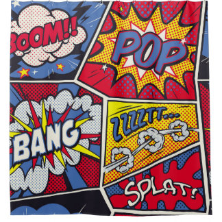 Retro pop kunst, komisch schreeuwpatroon. douchegordijn