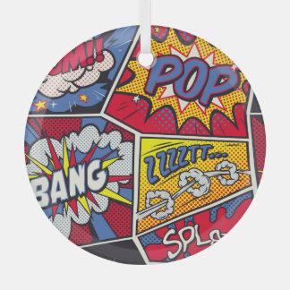 Retro pop kunst, komisch schreeuwpatroon. glas ornament
