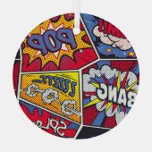 Retro pop kunst, komisch schreeuwpatroon. glas ornament (Achterkant)