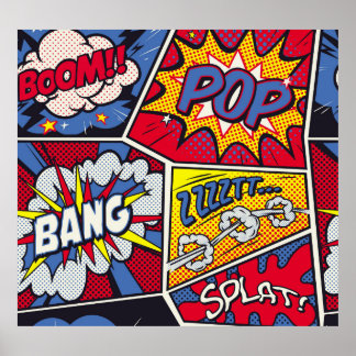 Retro pop kunst, komisch schreeuwpatroon. poster
