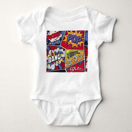 Retro pop kunst, komisch schreeuwpatroon. romper (Voorkant)