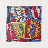 Retro pop kunst, komisch schreeuwpatroon. wandkleed (Voorkant (horizontaal))