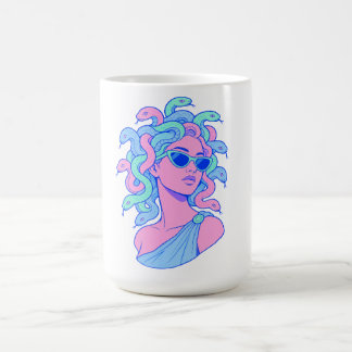Retro-Pop Medusa-illustratie – Pastelkleurige zonn Koffiemok