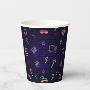 Retro Pop Neon Kinder Verjaardag Bash Papieren Bekers
