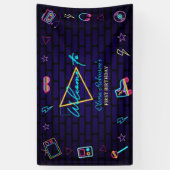 Retro Pop Neon Kinder Verjaardag Bash Spandoek (Verticaal)