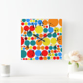 Retro Pop Polka Dot Pattern #15 Vierkante Klok (Huis)