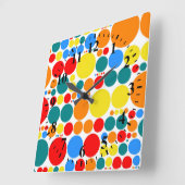 Retro Pop Polka Dot Pattern #15 Vierkante Klok (Hoek)