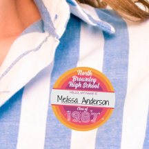Retro pop schoolklas reünie naamlabel
