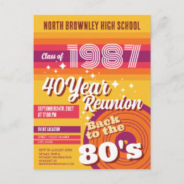 Retro pop schoolklas reünie uitnodiging
