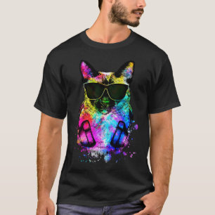 Retro Pop Siamese Kat Meezer Portret met Hoofdfoto T-shirt