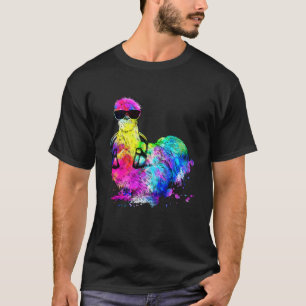 Retro Pop Zijdehoen Boerderij Dier met Hoofdtelefo T-shirt