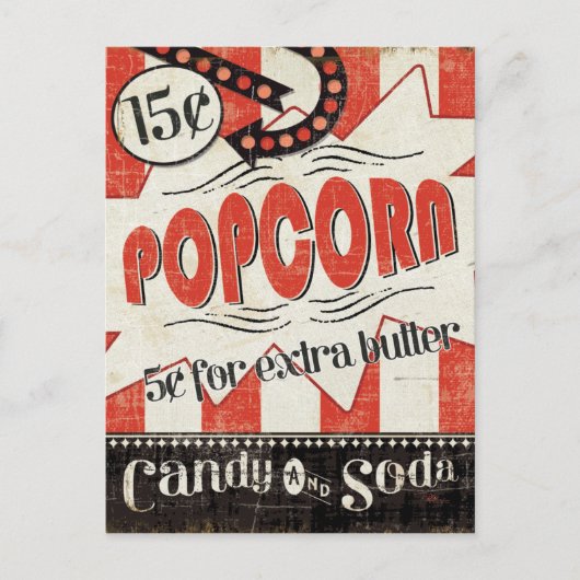 Retro Popcorn Briefkaart (Voorkant)